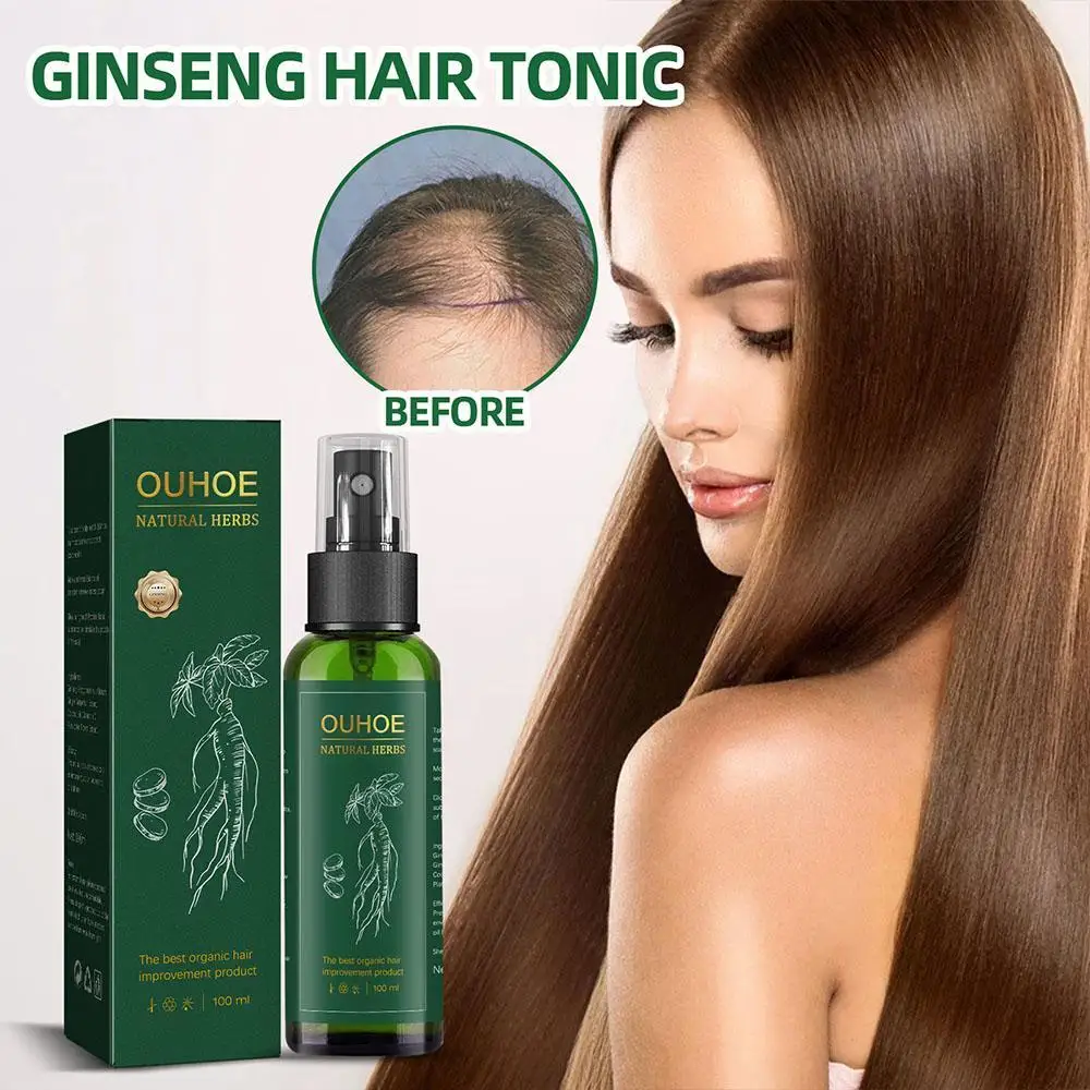 OUHOE Ginseng Hair Growth Essential Oil Rapid Growth Hair Beauty Care Prevention Hair Loss Man Oil scalp treatment spray 100ml