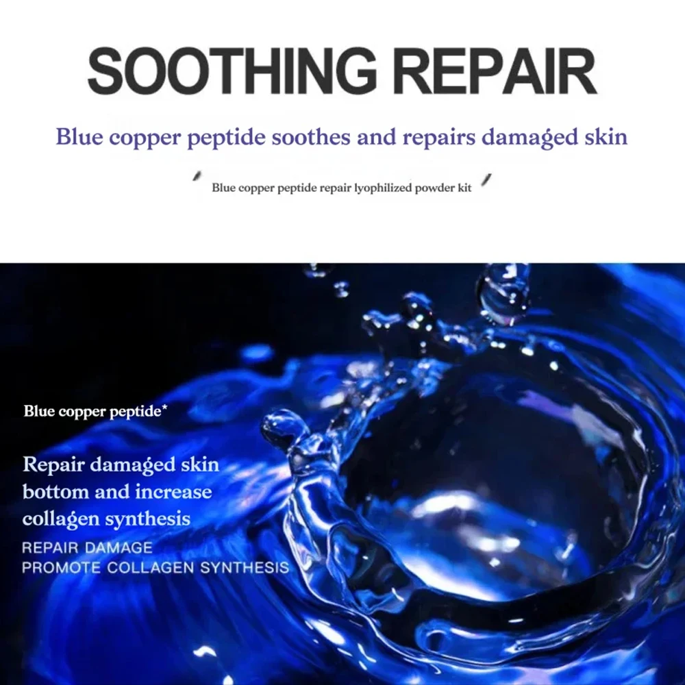 Фото Набор для ухода за кожей: 12 пар сывороток с пептидом GHK-Cu (синяя медь), лиофилизированный порошок для глубокого восстановления, осветления и увлажнения кожи №3
