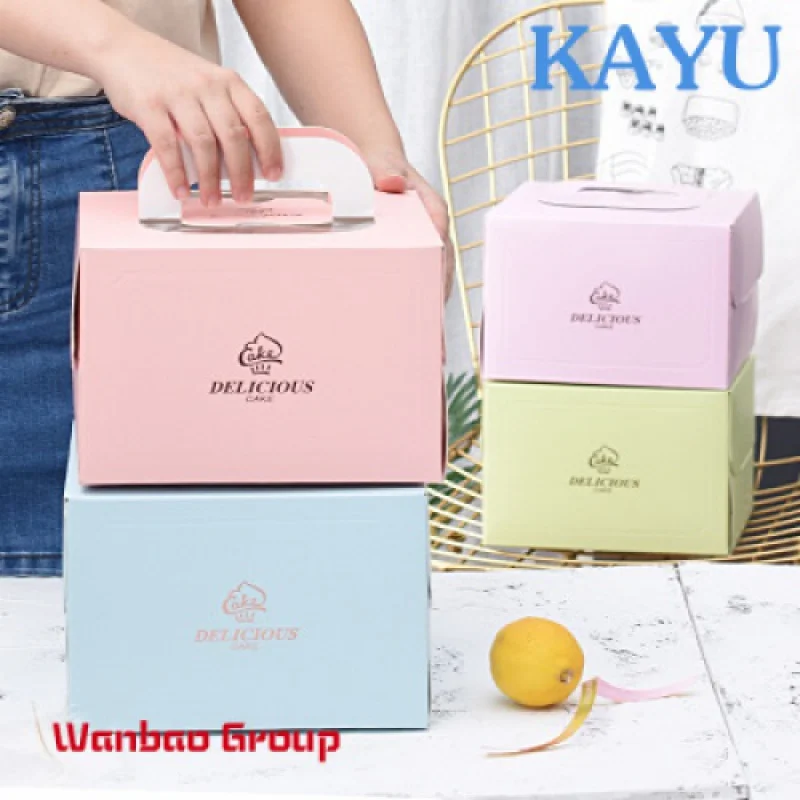 Box Paper Cake Biodegradable Dessert Box Pastry Box Paper Cake Packaging With Handle And Window