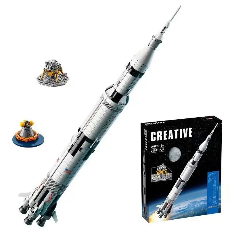 Конструктор Apollo Saturn V 92176, космические ракетные идеи, развивающие игрушки для детей, подарки на день рождения и Рождество