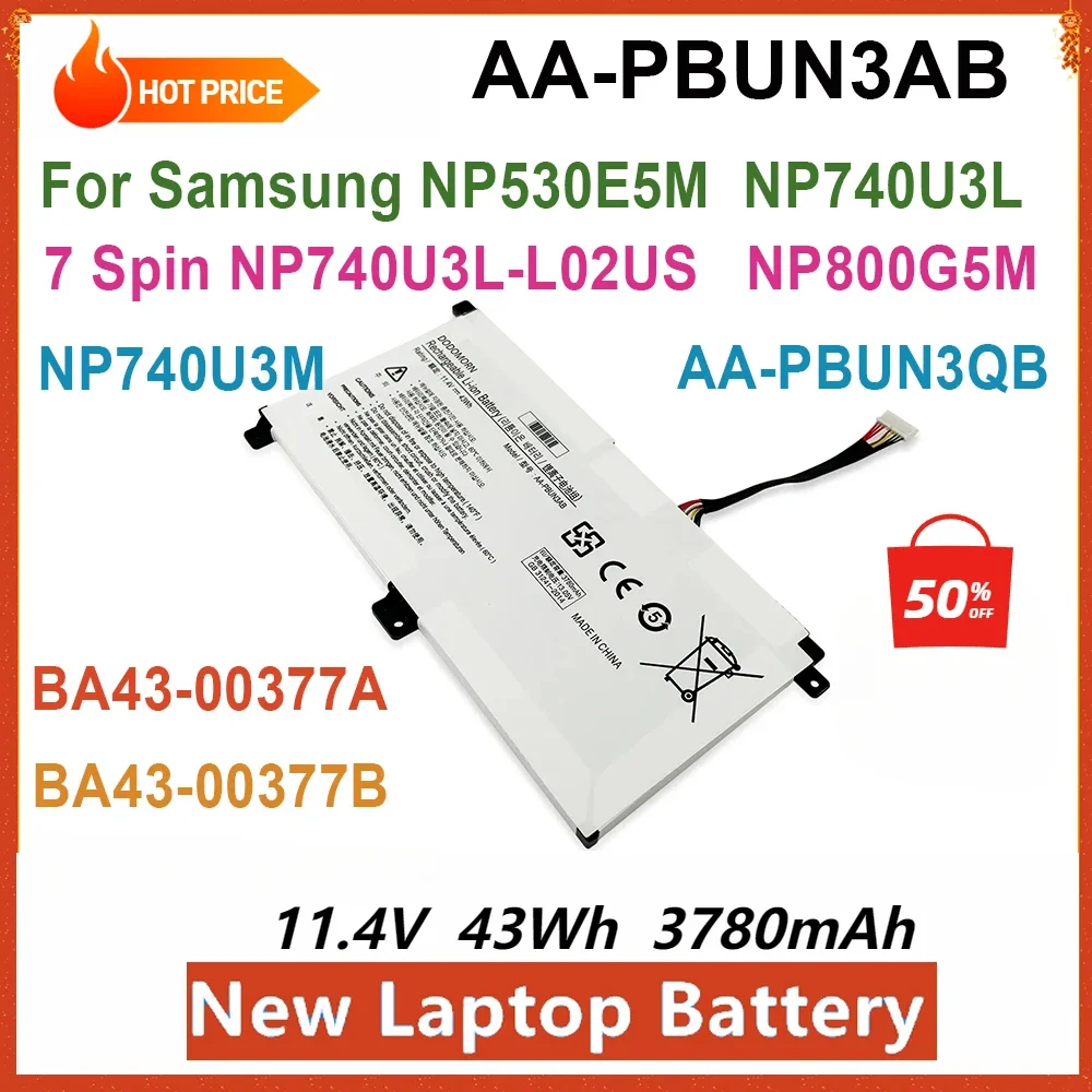 Новый аккумулятор для ноутбука AA-PBUN3AB Samsung 500R5M NT501R 300E5K NP740U3L-L02US NP530E5M NP740U3L NP740U5L 8500GM