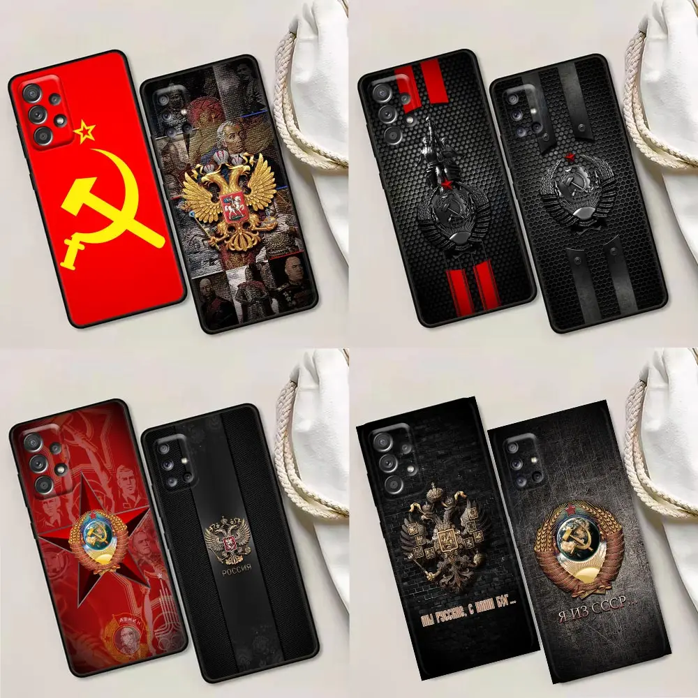 

Phone Case for Samsung A01 A02 A03s A11 A12 A21s A32 A41 A72 A52s 5G A91 A91s Soft Case Vintage USSR CCCP Flag