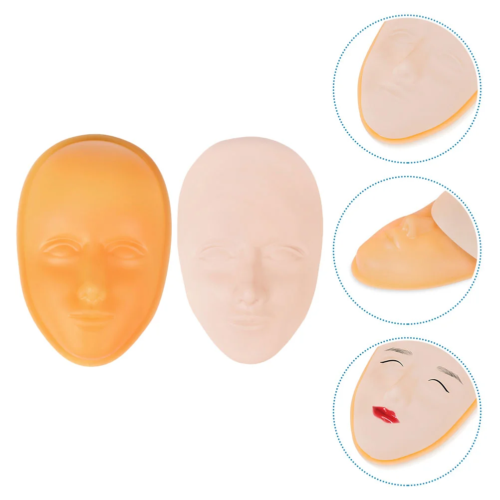 

2pcs Training Skin Practice Skin Head Model Professional Silicone Mannequin Skin