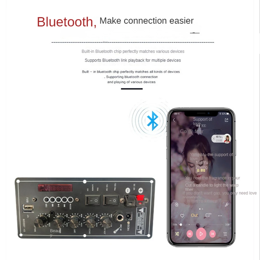 

30W-120W Power Amplifier Board Audio Bluetooth Amplificador USB Dac FM Radio TF Player Subwoofer DIY Amplifiers