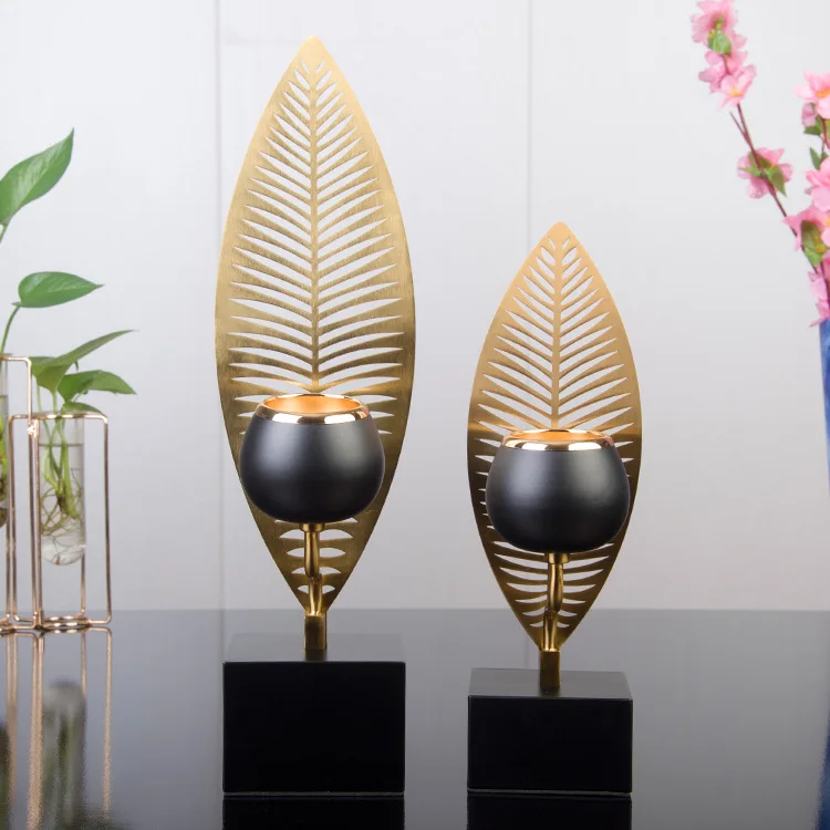 Candlestick Metal Plant Leaves Candelabra Table Centerpiece Home Wedding Party Decoration Gift