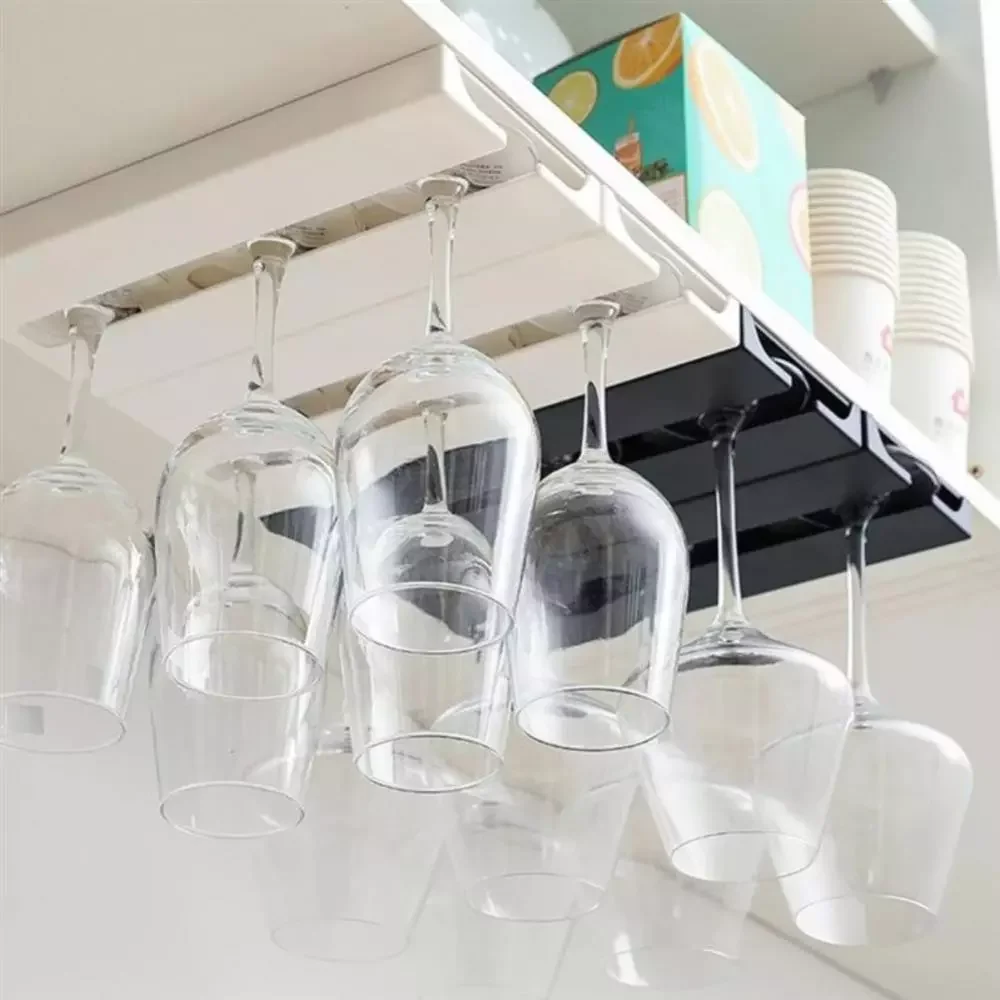

NEW2023 Kitchen Under Cabinet Free Punching Holder Wine Glass Rack Multi-function Classification Stemware Glass Cup Hanging Hold