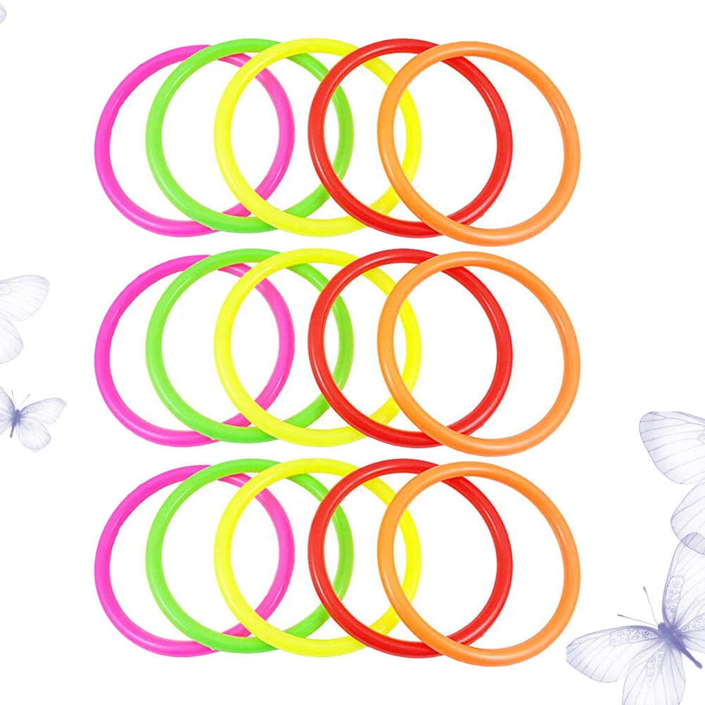 

15 Pcs 15CM Colorful Toss Circle Ring Child Throwing Rings Plastic Throwing Circle Rings Hollow Circle Rings (Purple Green