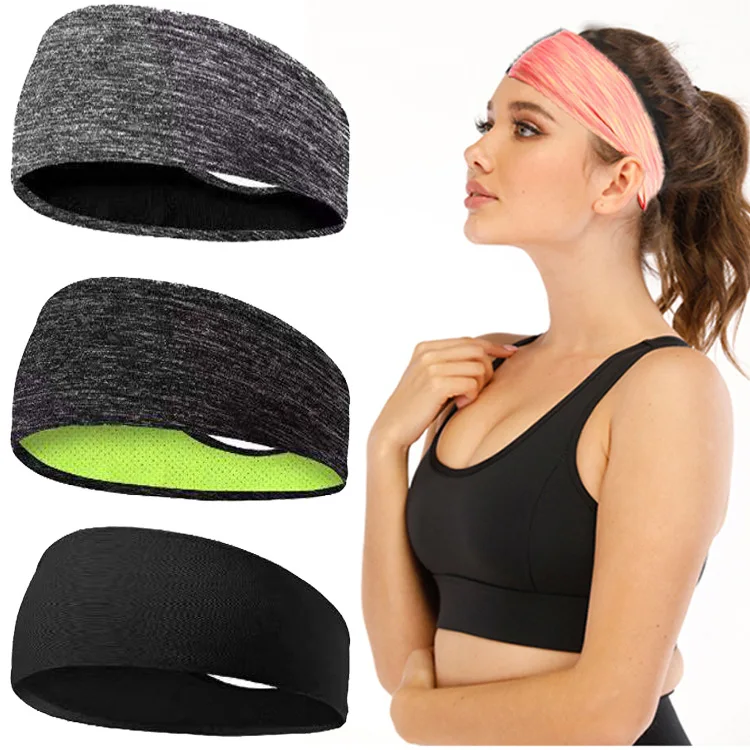

2022 Hair Accessories Breathable Wide Double-layer Stitching Yoga Headband Women Solid Color Sport Hairband Elastic Hair Bands