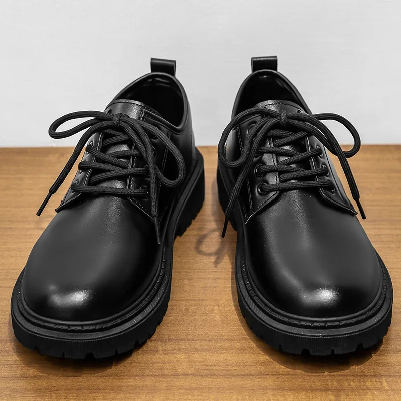 

Мужская обувь, Новинка лета 2023, черные повседневные кожаные туфли в британском стиле, мужские деловые классические рабочие модные туфли с большой головой