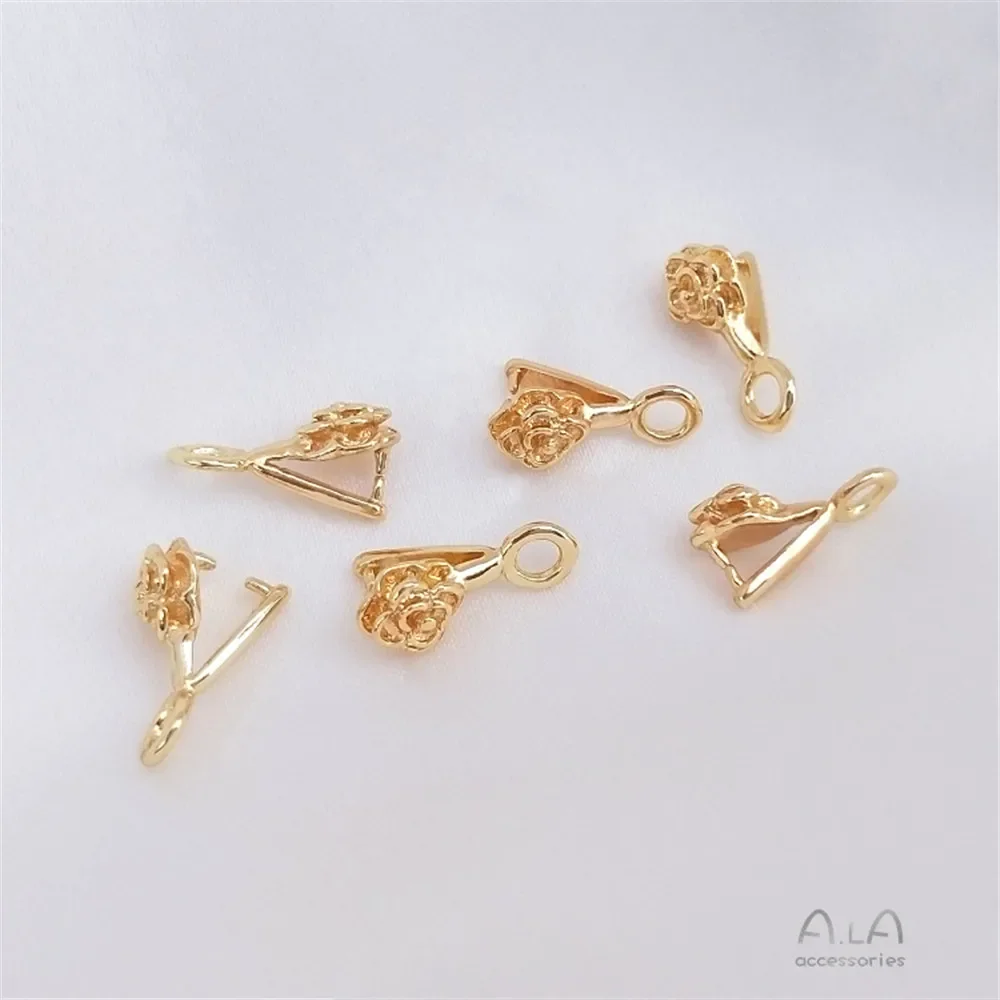 14K позолоченная застежка в форме розы с застежкой из семян дыни подвесная Diy