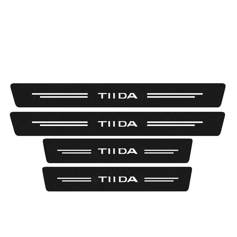 

4 шт., защитные наклейки на пороги автомобиля для Nissan Tiida C11X C12 C13 SC12, кожаные декоративные наклейки из углеродного волокна, аксессуары для тюнинга