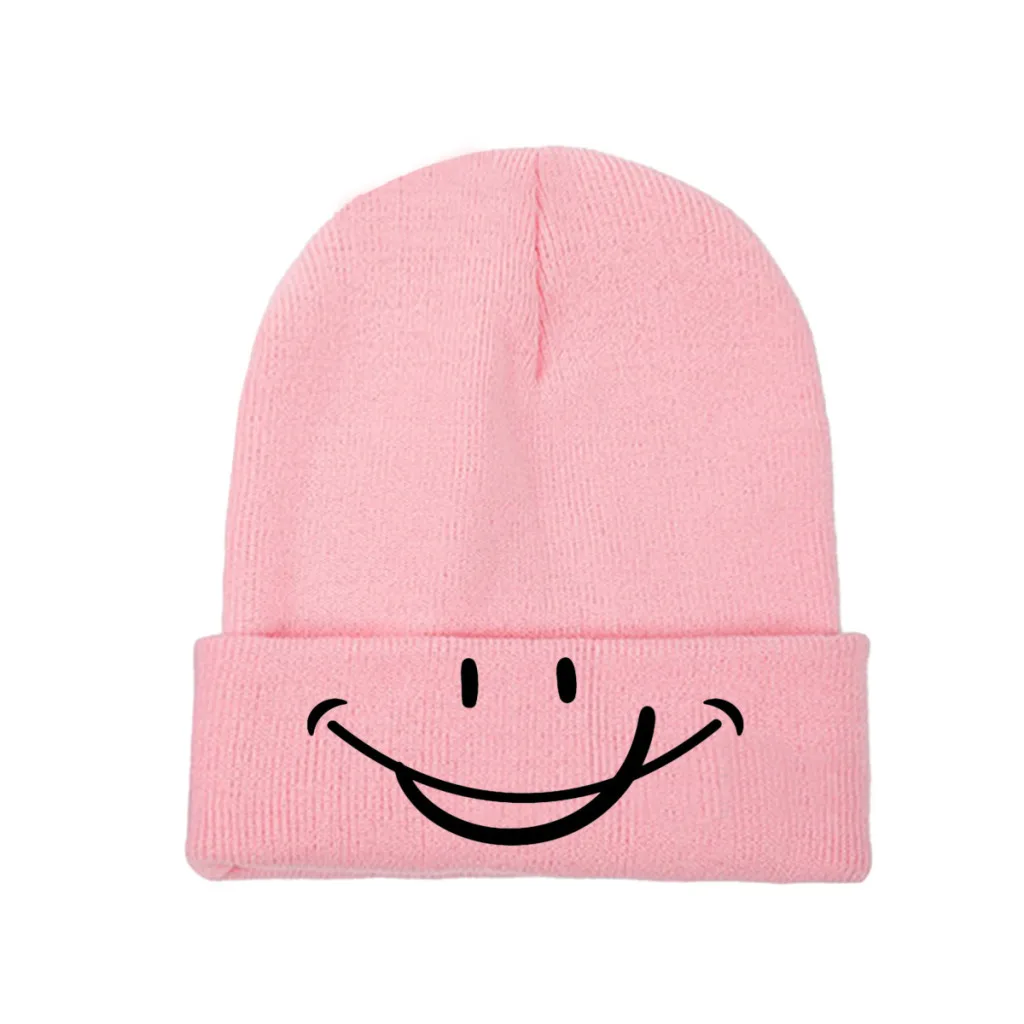 

Smiley Face Embroidered Knitting Knitted Hat Beanie Caps Skullies Beanies Ski Cap Soft Bonnet Hats Winter Warm