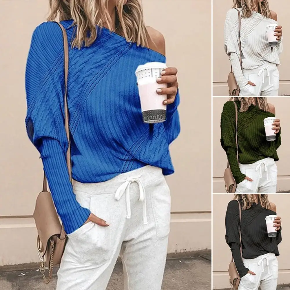 

Pullovers Women Sweaters hollow-out sand overall bat sleeve off-the-shoulder female sweaters women fashion
