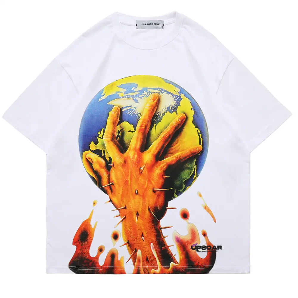 Футболка мужская оверсайз с круглым вырезом Модный хлопковый топ защитой земли