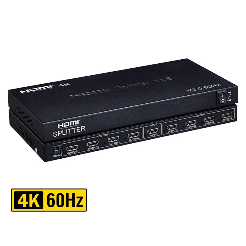 

4K 60 Гц HDMI 2,0 сплиттер 1x8 HDMI видео распределитель 1x2 1x4 1x8 HDMI сплиттер с поддержкой Ultra HD HDR для PS4 ПК DVD HDTV мониторов