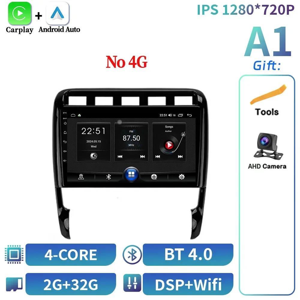 

Автомобильный радиоприемник для Porsche Cayenne 1 955 957 9PA 2002-2010 WIFI 2 DIN Android 14 Мультимедийная навигация Беспроводной стереоэкран Carplay