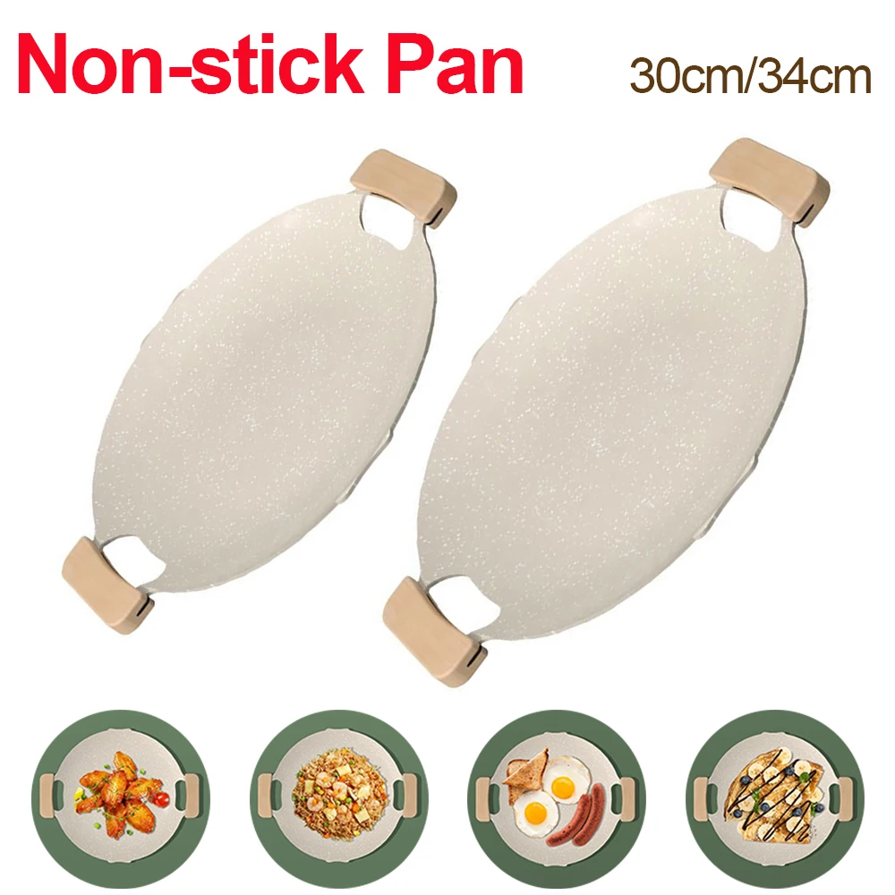 

Портативный приготовление пищи Жарка Pan Универсальный Круглый семейный горшок для кемпинга, бинауральный дизайн для пешего туризма, пикник...