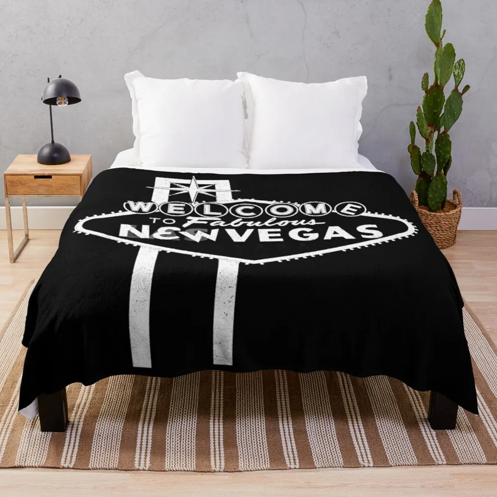 

Welcome to New Vegas | Fallout New Vegas | White Logo Throw Blanket Large knit plaid