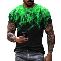 mens casual t shirt flame pattern 3dt shirt summer fashion daily o neck plus size short sleeve high street street style top
