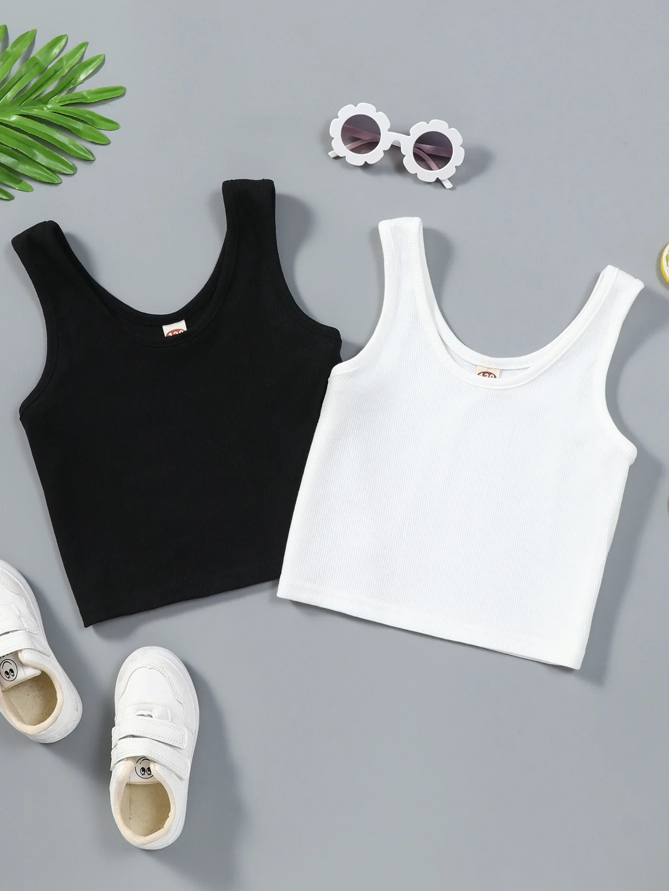 

New simple style solid color big boy sleeveless top two-piece set girls clothes kids clothes boutique kids clothing