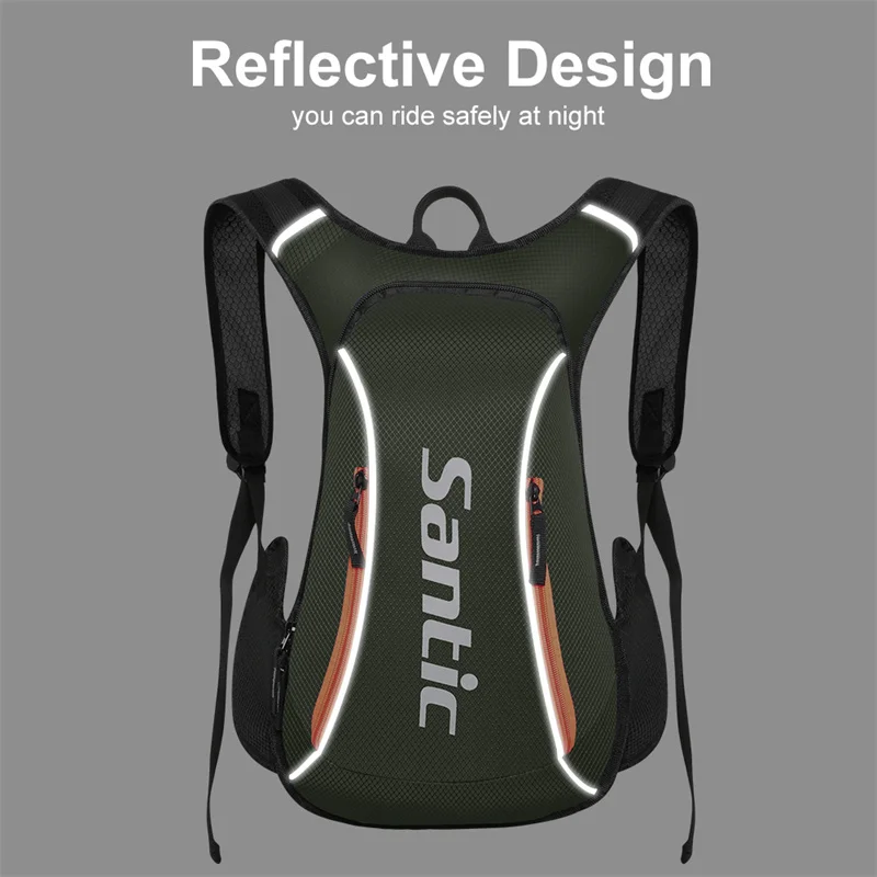 Santic Cycling Backpack 15L Portable Waterproof Reflective Gym Bag Large Capacity Bicycle Bag Outdoor Sports Commute Backpack