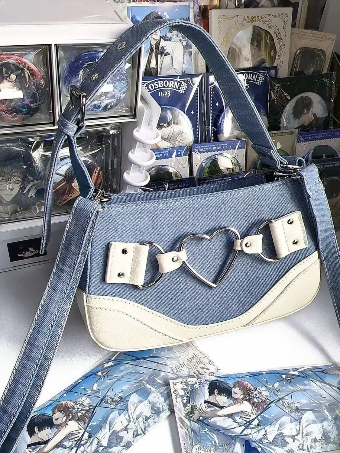 

Japanese 2023 New Denim Spliced Transparent Women's Underarm Bag Fashion Leisure Girls Pain Bag Y2K Spicy Girl Crossbody Bag