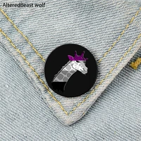 asexual pride giraffe printed pin custom funny brooches shirt lapel bag cute badge cartoon enamel pins for lover girl friends