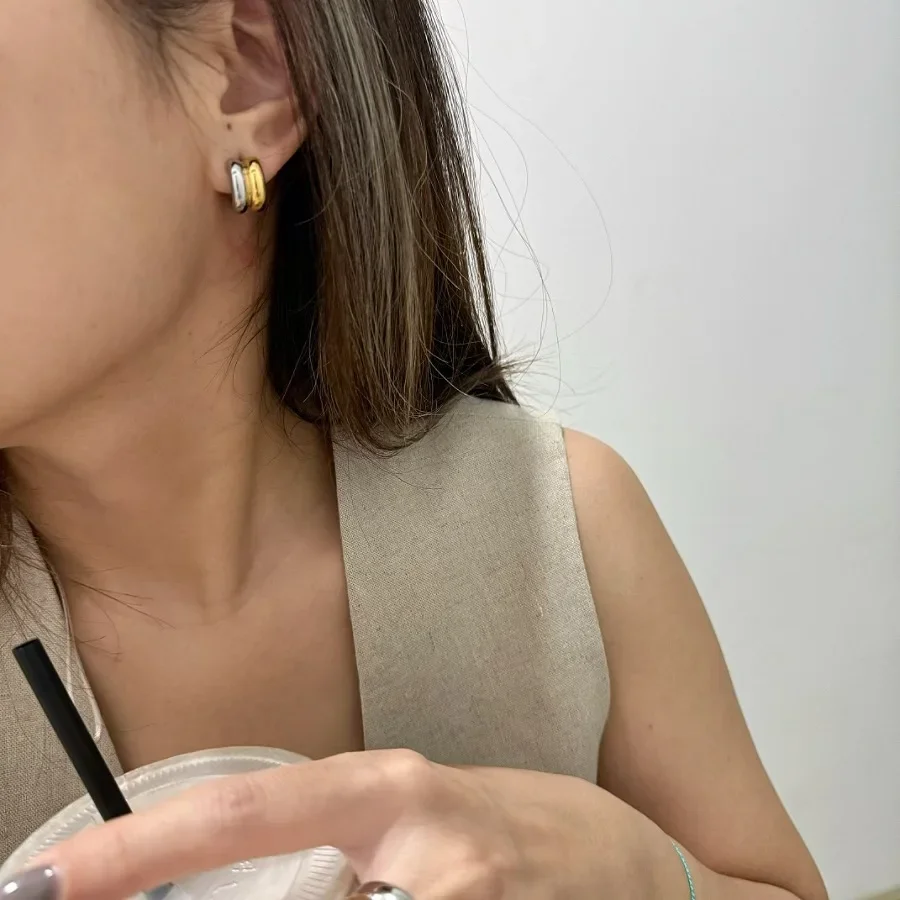 Уникальные серебряные серьги с блокировкой цветов женские простые модные