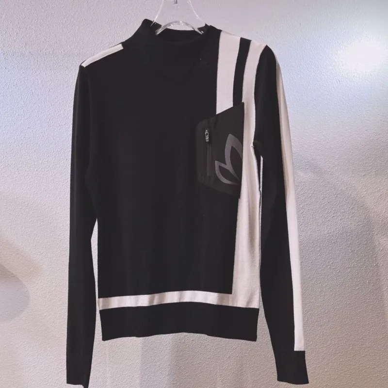 MASTER BUNNY new autumn and winter half high neck thick warm base sweater oblique lapel slim sports sweater