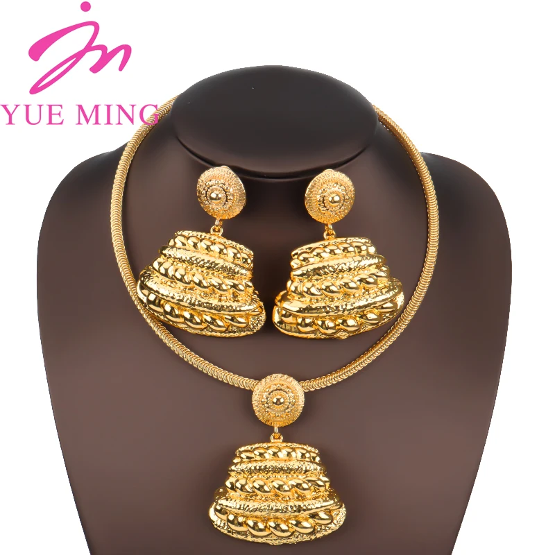 

Africa Jewelry Set For Women Dubai Gold Plated Jewelry Set Necklace Earrings For Women Daily Wear Banquet Dating Wedding Jewelry