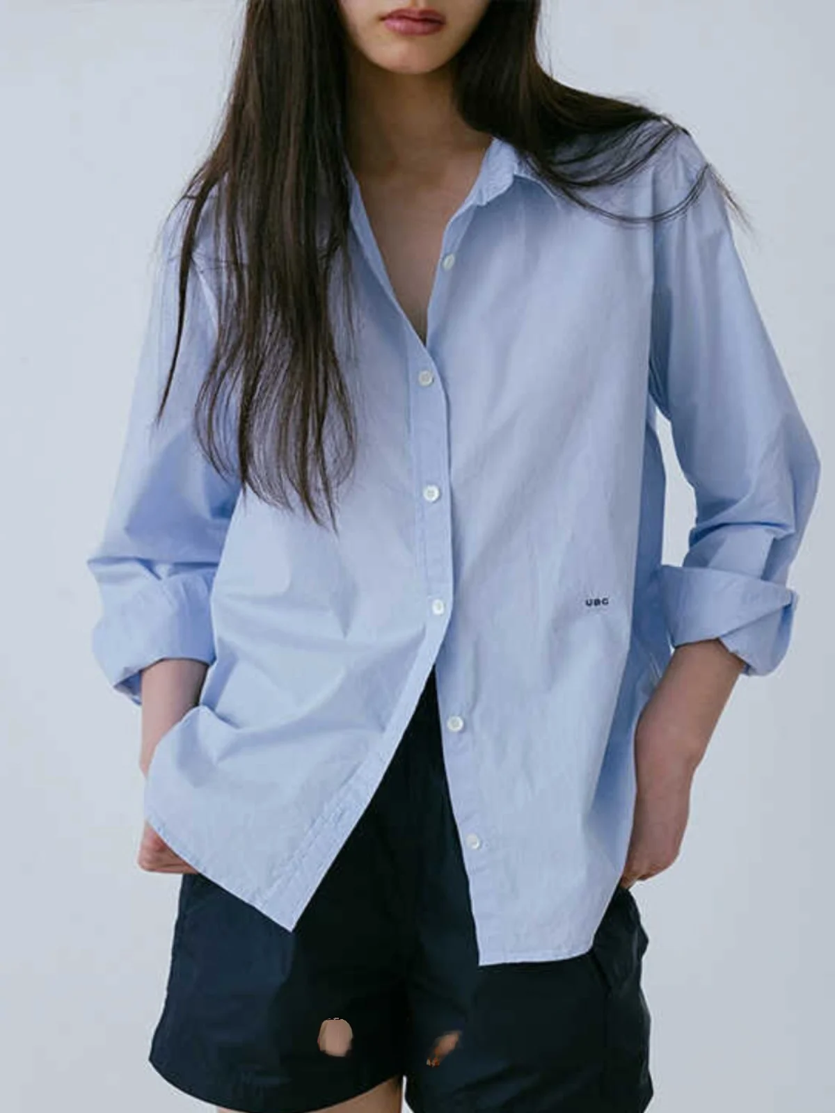 Блузка Urbanic30 Женская с длинным рукавом простая рубашка отложным воротником и