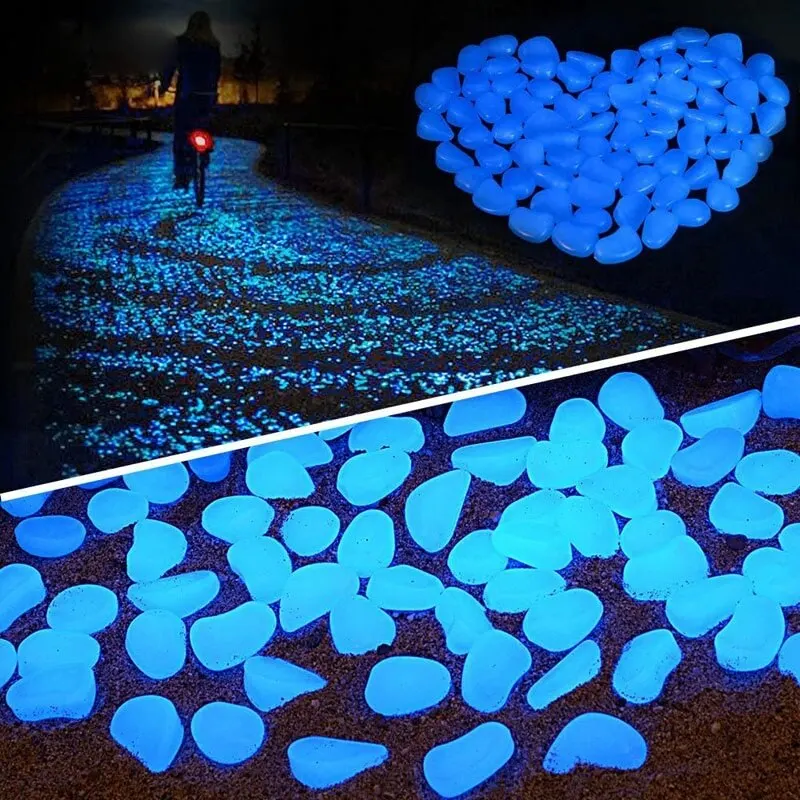 300 pcs/Pack Luminous Little Stones for Walkways Garden Decor Glow In Dark Decorative Outdoor Fish Tank Rocks Aquarium Pebbles