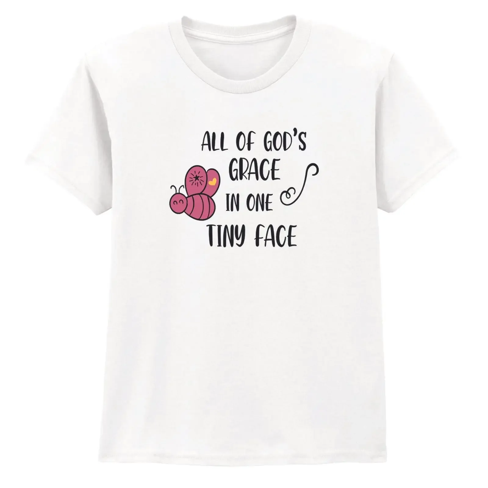 Фото Футболка All Of Gods Grace In One Mädchen T Shirt Baby Biene Glaube Geschenk für Tochter, винтажная, мягкая, повседневная, эластичная, дышащая №1