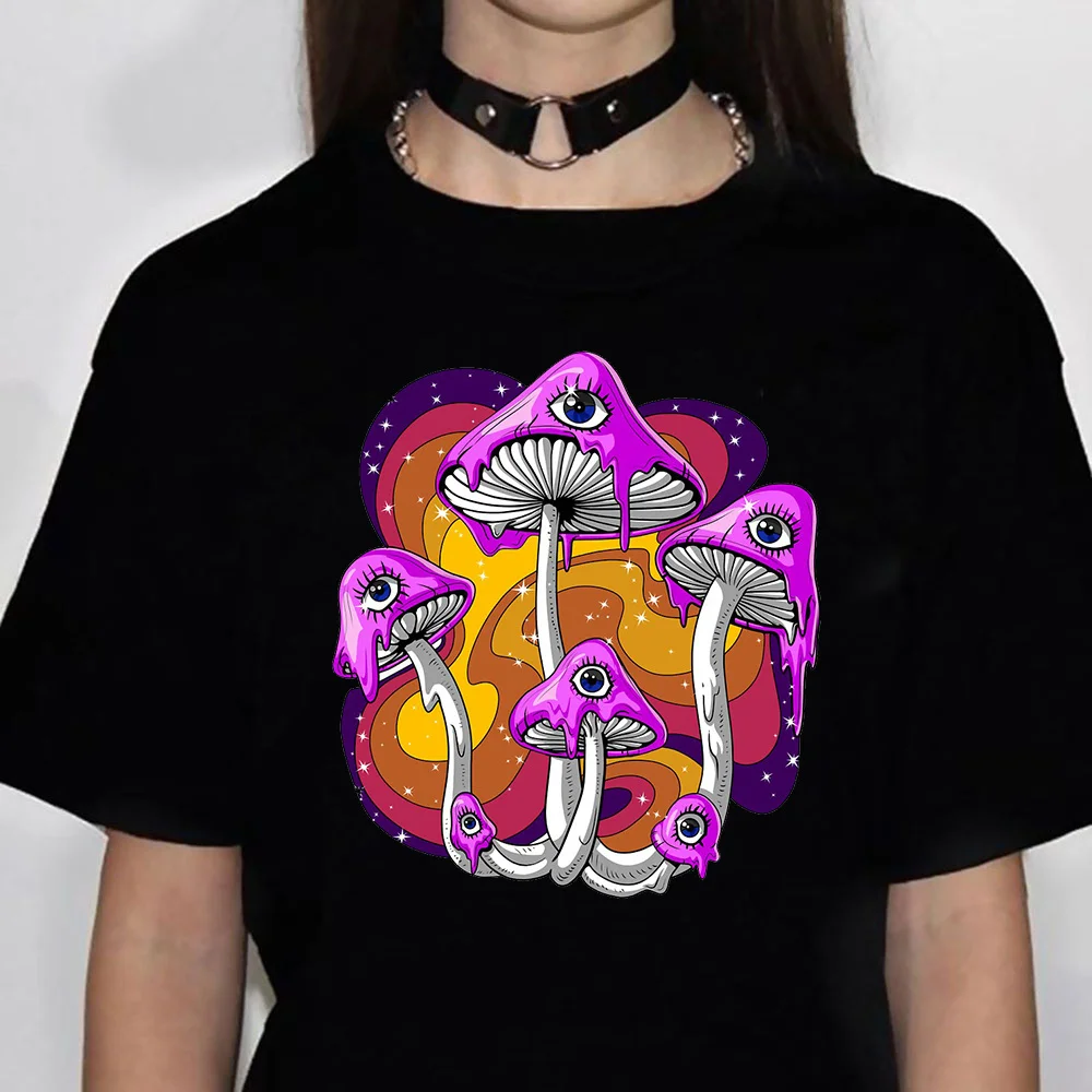 

Magic Mushrooms Alien Psychedelic t-shirts women graphic comic funny t shirt girl harajuku 2000s y2k clothing