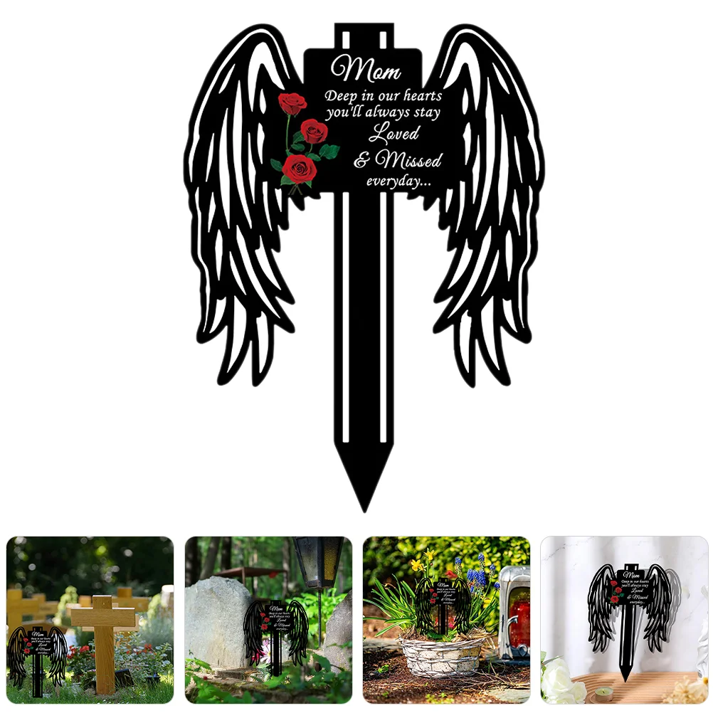 

Grave Cemetery Decoration Angel Stake Sign Garden Yard Signs Metal Shape Memorial Commemorate Marker