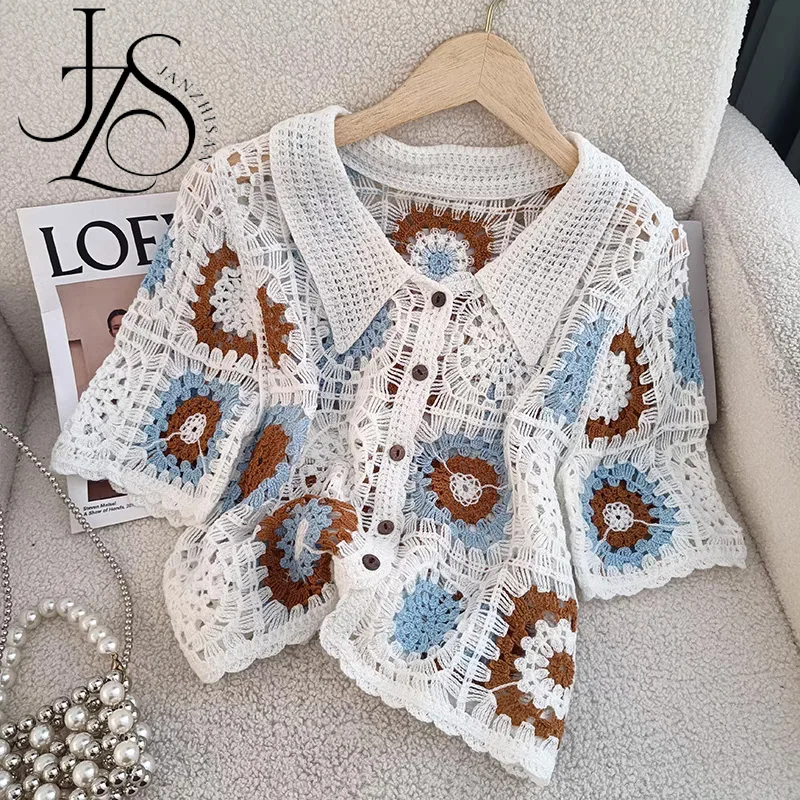 Женские винтажные рубашки в стиле бабушки JANZHISAN летние милые клетчатые Топы с