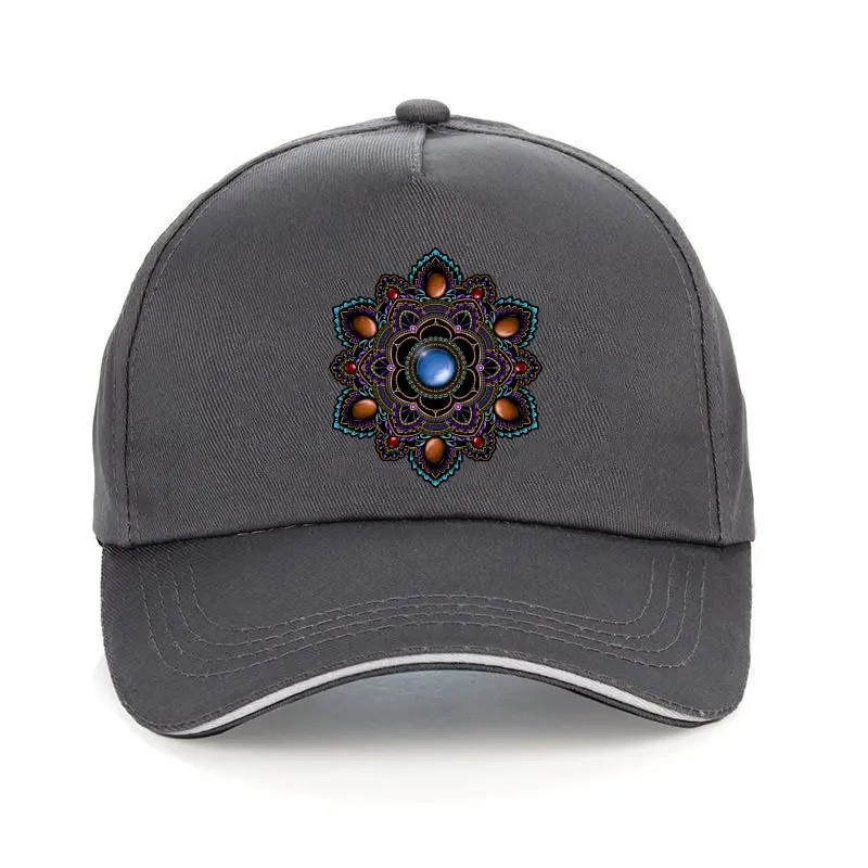 

Gorra de béisbol con diseño geométrico para hombre, sudadera con estampado de Mandala negro, morado y verde azulado, GEMA, regal