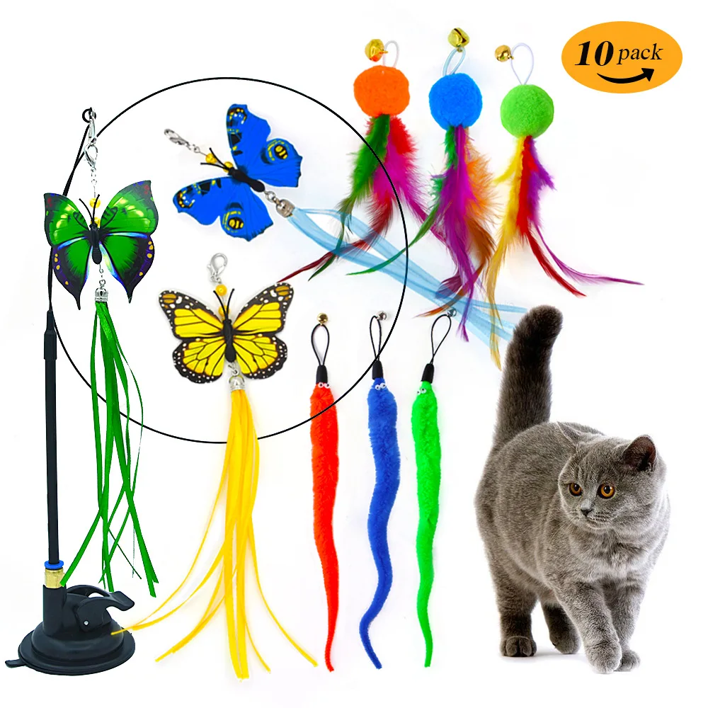 

Funny Simulation Bird Interactive Cat Toy with Super Suction Cup Feather Bird for Kitten Play Chase Exercise Cat Toy Supplies
