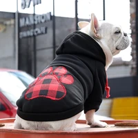 plaid heart black pet dog hoodies pomeranian super thick big dog overall anti dirt sweatshirt for cats outdoor warm pet clothes