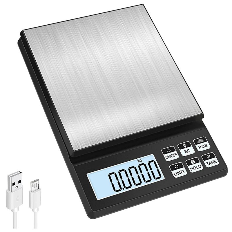 

Цифровые кухонные весы, перезаряжаемые пищевые весы 5 кг/0,01 г, высокоточные кухонные весы с ЖК-дисплеем