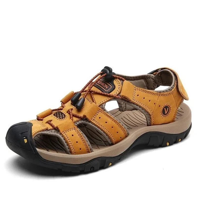 Мужские сандалии из натуральной кожи Gmshoes летние босоножки больших размеров 38-47