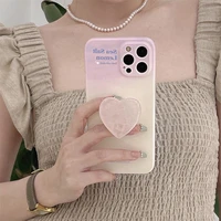 cute ins style heart crystal stone folding stand girl phone case for iphone 13 12 11 pro max xs x xr anti drop soft back cover