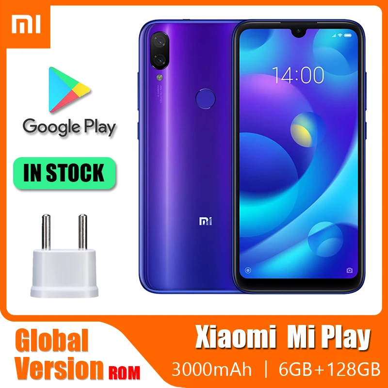 Original Xiaomi Mi Play Smartphone, 6/128GB Dual SIM Cellphone Android 9.0 Rear Dual Camera Fingerprint Sensor xiaomi play