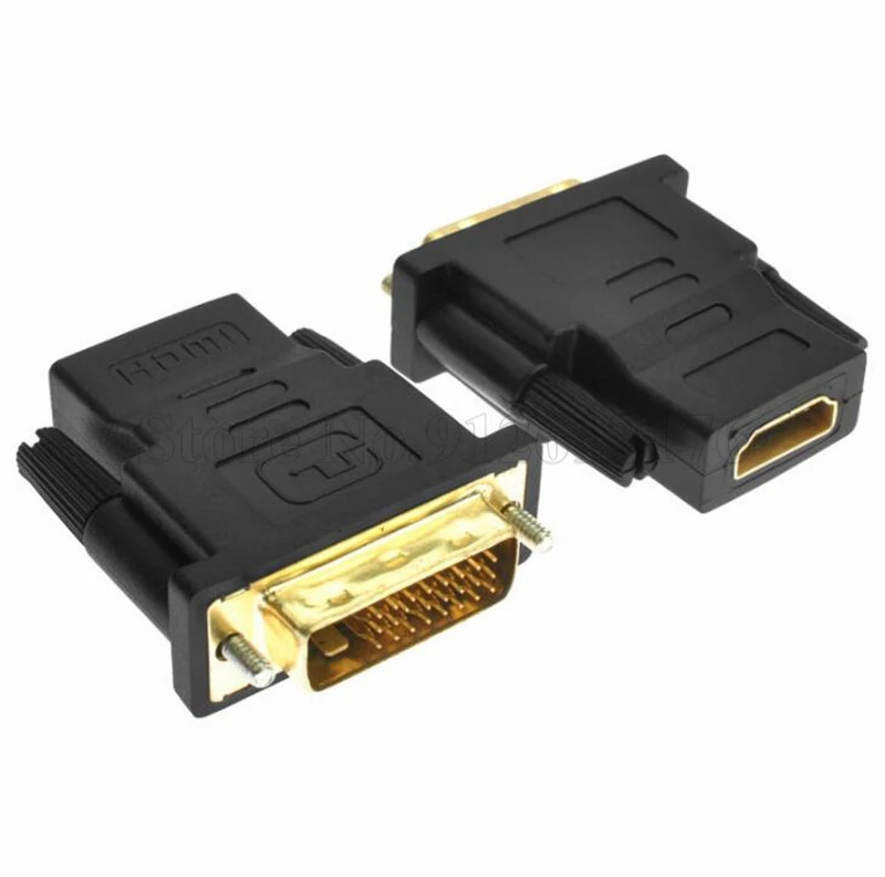

500Pcs/Lot Metal DVI To HDMI-compatible Adapter DVI-D 24+1 Male To HDMI-compatible Connector Converter For HDTV Projector To DVI