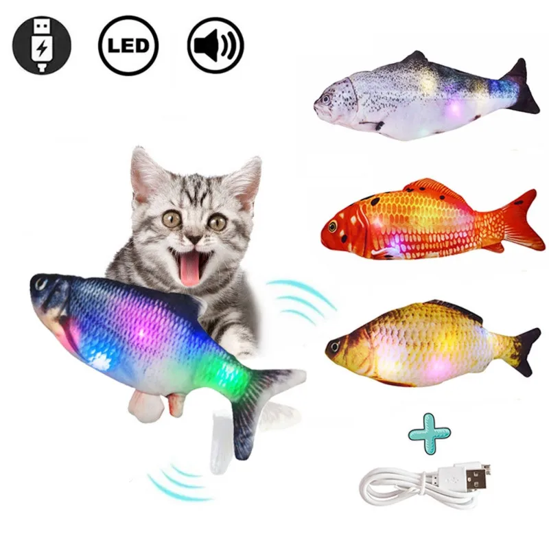 

USB Charging Simulation Fish Toys 30CM Electronic Pet Cat Toy Electric for Dog Cat Chewing Playing Biting Supplies Drop Shipping