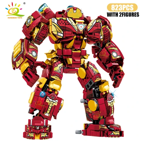 HUIQIBAO мальчики DIY супер панцирь Робот Модель Строительные блоки военный воин меха фигурки оружие Кирпичи игрушки для детей Подарки