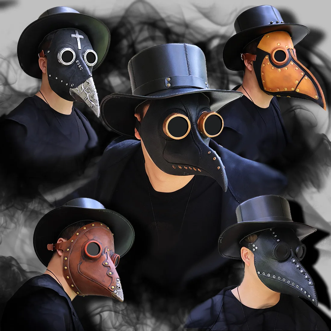 

Steampunk Halloween Plague Beak Doctor Mask Hat Headgear Cospaly Festival Party Latex or PVC Mask