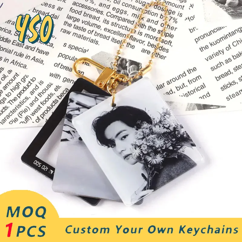 

YSO DIY Kpop Keychain Custom Printed BT Photo Plastic Charms BT21 Keyring S Transparent Anime Figure Kawaii Acrylic Key Chain