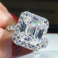 14K Au585 White Gold Women Wedding Party Engagement Ring 1 2 3 4 5 Carat Emerald Rectangle Moissanite Diamond Ring Luxury