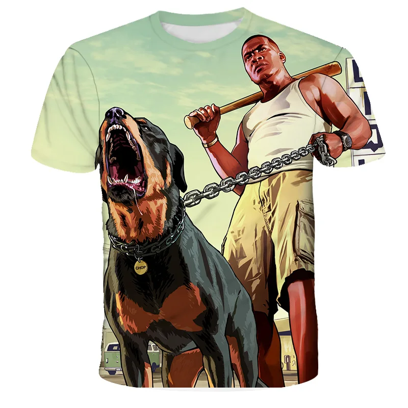 

Grand Theft Auto Game GTA 5 Kids Summer T-shirt Cool GTA5 Boys T-shirt Colorful 3D Printing T-shirt Personalized Clothing 3-14